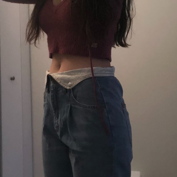 FLORAL FOLD-OVER JEANS - Picture 2 of 4